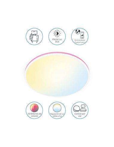 Luz de teto inteligente Rune 21 W branca/preta WiZ