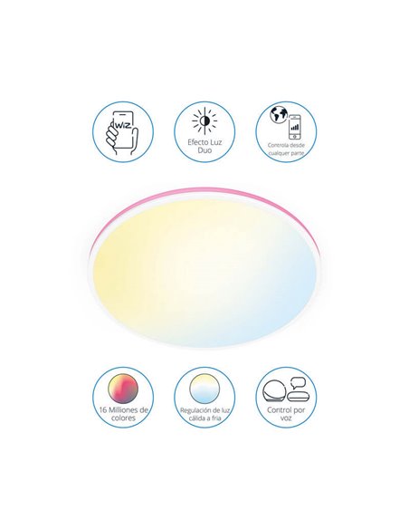 Luz de teto inteligente Rune 21 W branca/preta WiZ