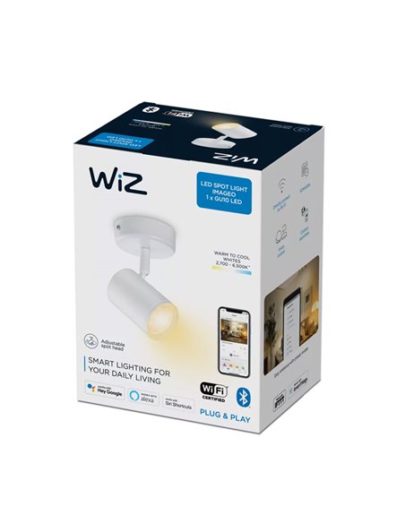 Spot Imageo blanc orientable 21W 2700K - 6500K Wifi, Contrôle via application ou voix