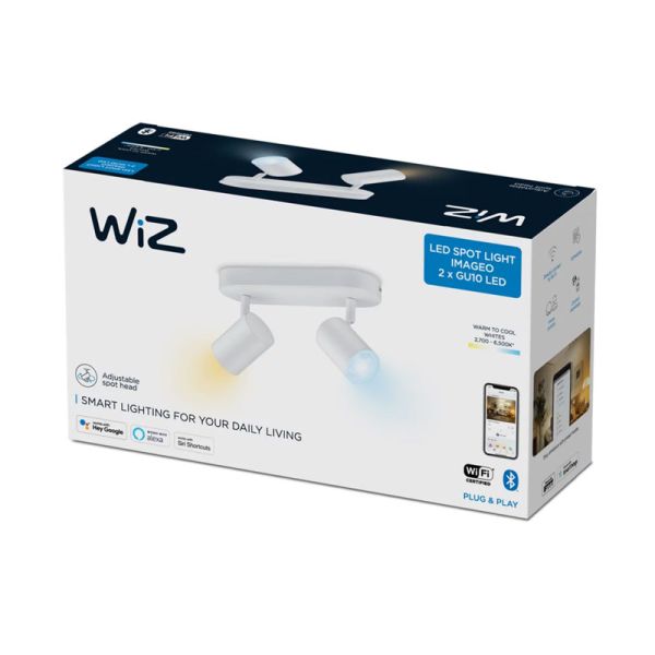 Focos ajustables Imageo 2 Luces blanco 5W 2700K - 6500K Wifi, Control mediante aplicación o voz