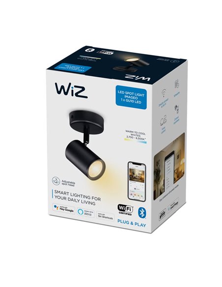 Refletor ajustável Imageo preto 21W 2700K - 6500K Wifi, Controle via aplicativo ou voz