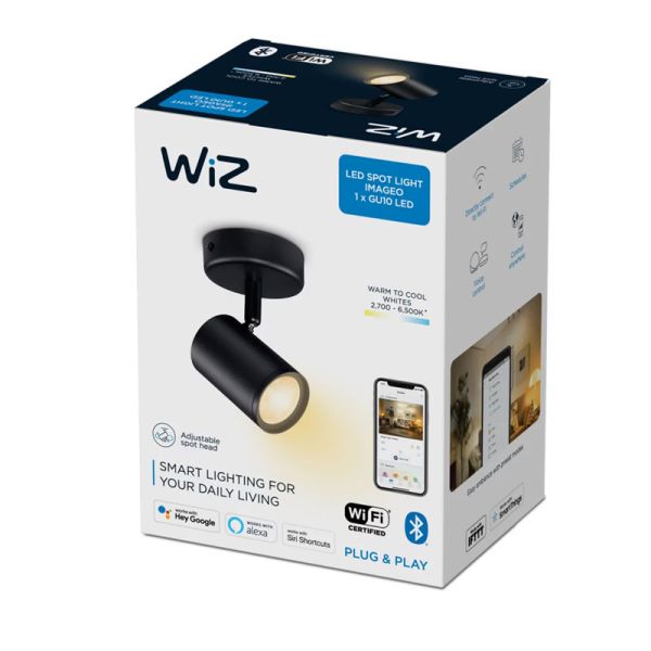 Refletor ajustável Imageo preto 21W 2700K - 6500K Wifi, Controle via aplicativo ou voz