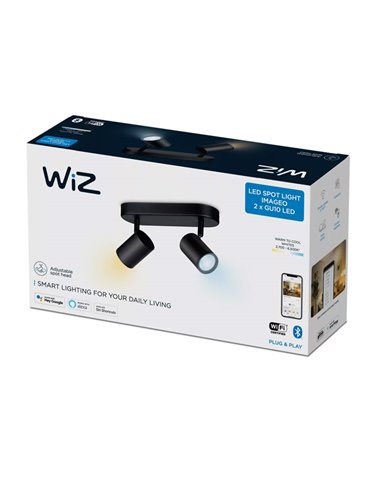 Focos ajustables Imageo 2 Luces negro 5W 2700K - 6500K Wifi, Control mediante aplicación o voz