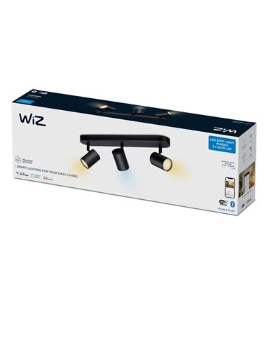 Focos ajustable Imageo 3 Luces negro 2700K - 6500K Wifi, Control mediante aplicación o voz