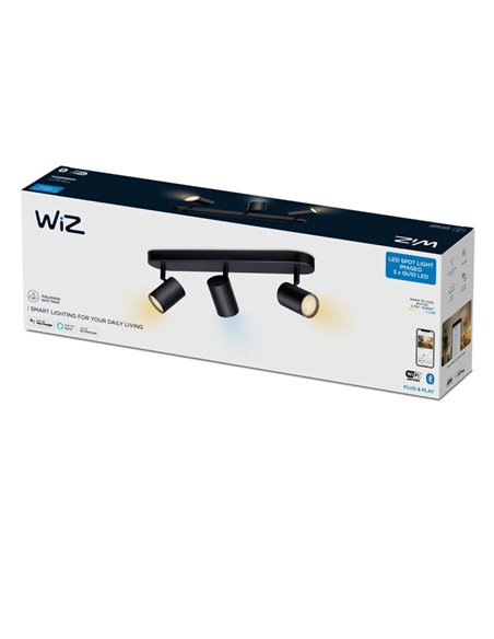 Focos ajustable Imageo 3 Luces negro 2700K - 6500K Wifi, Control mediante aplicación o voz