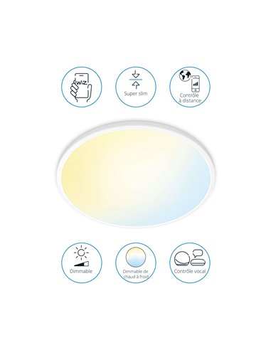 Plafón de techo inteligente LED SuperSlim 22W  2700K - 6500K blanco o negro