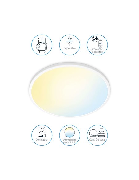 Plafón de techo inteligente LED SuperSlim 22W  2700K - 6500K blanco o negro