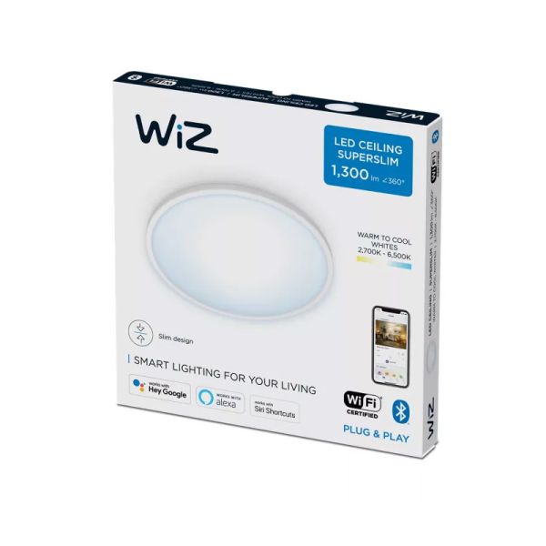 Plafonnier WiZ Superslim blanc/noir 14W