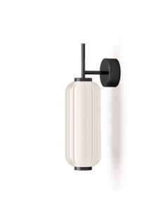 Aplique de pared LED ELMA tulipa vidrio estriado negro | LeonLeds