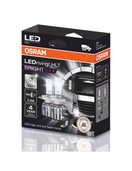 Bombilla LED H4 24V para camión LedDriving HLT Bright 2 Unidades + 300% de luz Osram 4062172379779 | LeonLeds