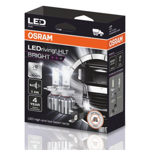 Bombilla LED H4 24V para camión LedDriving HLT Bright 2 Unidades + 300% de luz Osram 4062172379779 | LeonLeds