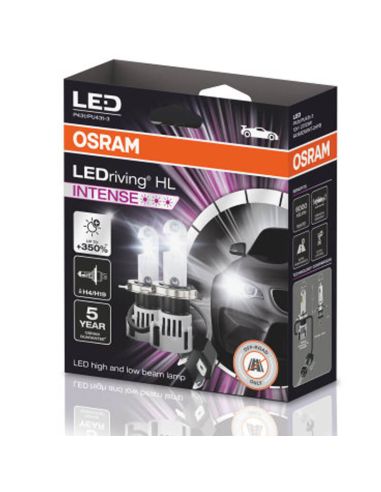 Lâmpada LED H4 / H19 muito potente 12V + 350% mais luz LEDriving HL Intense 64193DWINT Osram | LeonLeds