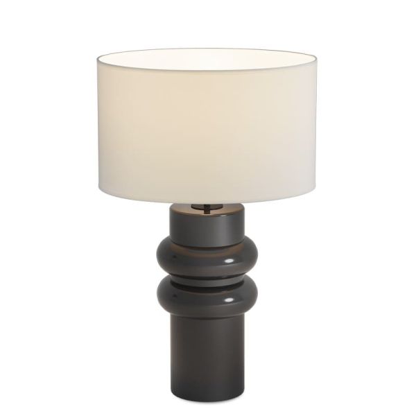 ALMERIA Candeeiro de mesa preto brilhante, E27 15W, interruptor de cabo