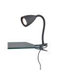 Lampe flexo noire WANDA avec clip | LéonLeds