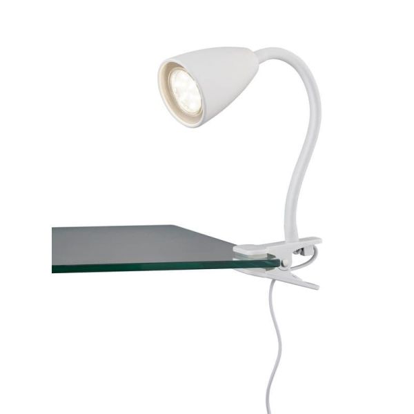 Lampe flexo blanche WANDA avec clip | LéonLeds
