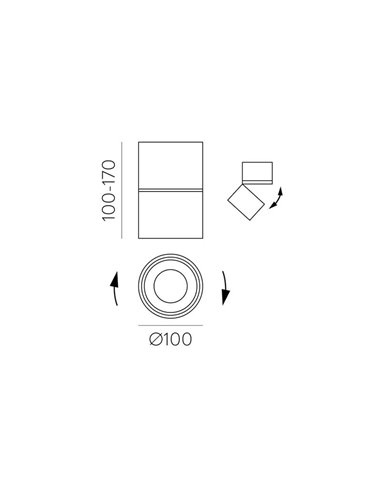Plafón LED orientable APEX Blanco texturado, LED COB 13W 3000K 891lm, CRI90 CL.II
