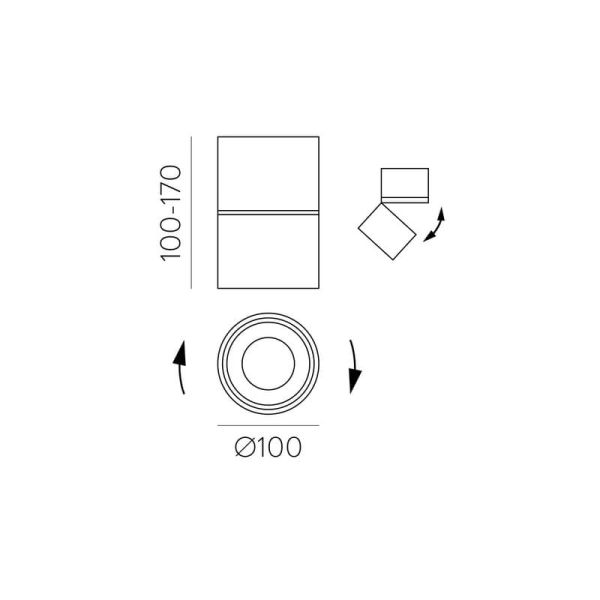 Plafonnier LED orientable APEX Blanc texturé, COB LED 13W 3000K 891lm, CRI90 CL.II