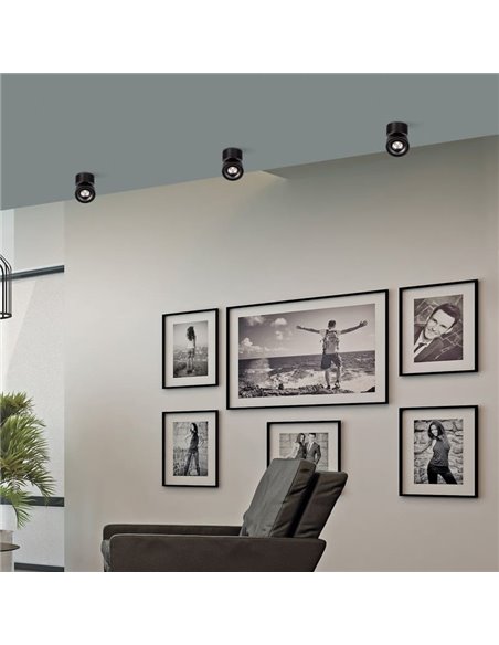 Plafonnier LED orientable APEX Noir texturé, COB LED 13W 3000K 891lm, CRI90 CL.II