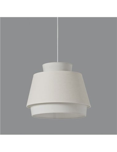Suspension ASPEN 45cmØ Blanc/Lin, Kit Texte Blanc, LED E27 15W, CL.I