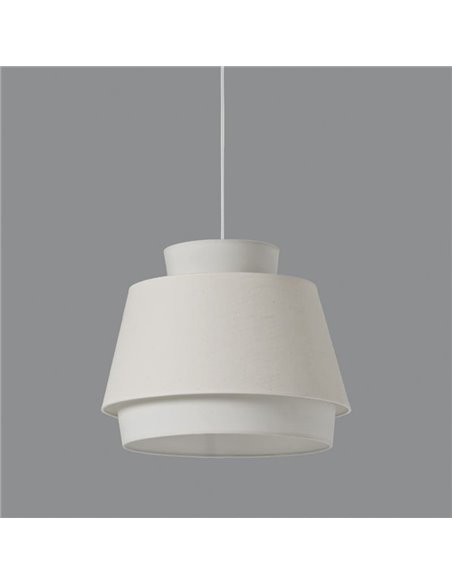 Lámpara Colgante ASPEN 45cmØ Blanco/Lino, Kit Blanco Text., LED E27 15W, CL.I
