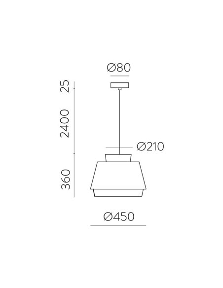 Candeeiro suspenso ASPEN 45cmØ Branco/Linho, Kit Texto Branco, LED E27 15W, CL.I