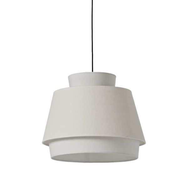 Candeeiro suspenso ASPEN 45cmØ Branco/Linho, Kit Texto Branco, LED E27 15W, CL.I