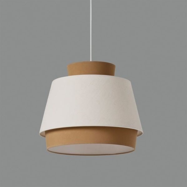 Candeeiro suspenso ASPEN 45cmØ Areia/Linho, Kit Texto Branco, LEDE27 15W, CL.I