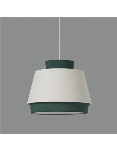 Suspension ASPEN 45cmØ Vert/Lin, Kit Texte Blanc, LED E27 15W, CL.I