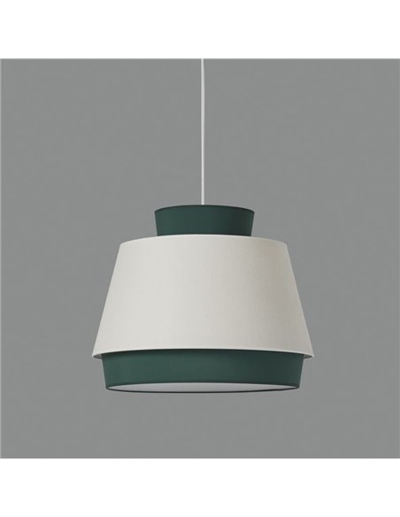 Suspension ASPEN 45cmØ Vert/Lin, Kit Texte Blanc, LED E27 15W, CL.I