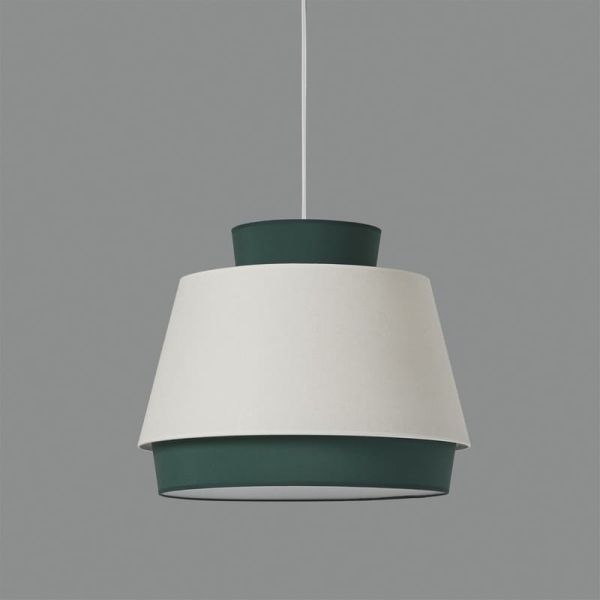 Candeeiro suspenso ASPEN 45cmØ Verde/Linho, Kit Texto Branco, LED E27 15W, CL.I
