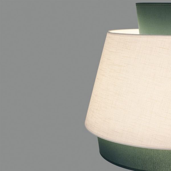 Candeeiro suspenso ASPEN 45cmØ Verde/Linho, Kit Texto Branco, LED E27 15W, CL.I