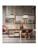 Lámpara Colgante ASPEN 45cmØ Verde/Lino, Kit Blanco Text., LED E27 15W, CL.I