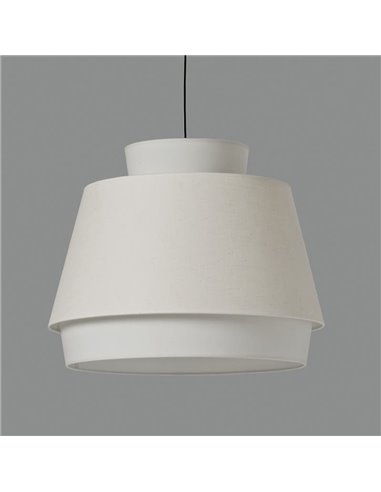 Suspension ASPEN 60cmØ Blanc/Lin, Kit Texte Blanc, LED E27 15W, CL.I