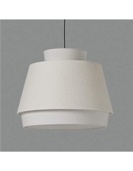 Candeeiro suspenso ASPEN 60cmØ Branco/Linho, Kit Texto Branco, LED E27 15W, CL.I