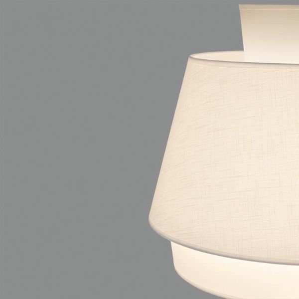 Suspension ASPEN 60cmØ Blanc/Lin, Kit Texte Blanc, LED E27 15W, CL.I