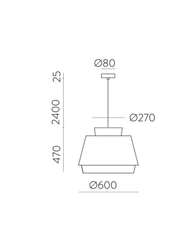 Suspension ASPEN 60cmØ Blanc/Lin, Kit Texte Blanc, LED E27 15W, CL.I