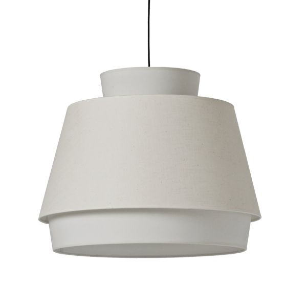 Suspension ASPEN 60cmØ Blanc/Lin, Kit Texte Blanc, LED E27 15W, CL.I