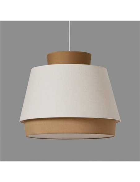 Suspension ASPEN 60cmØ Sable/Lin, Kit Texte Blanc, LED E27 15W, CL.I