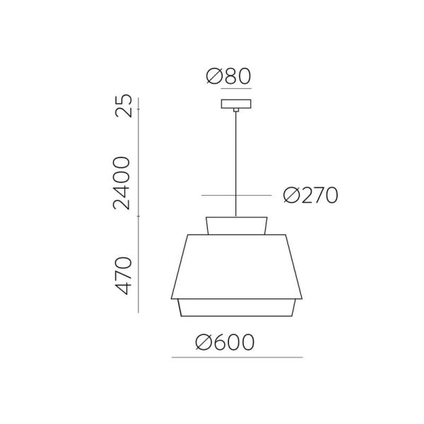 Candeeiro suspenso ASPEN 60cmØ Areia/Linho, Kit Texto Branco, LED E27 15W, CL.I