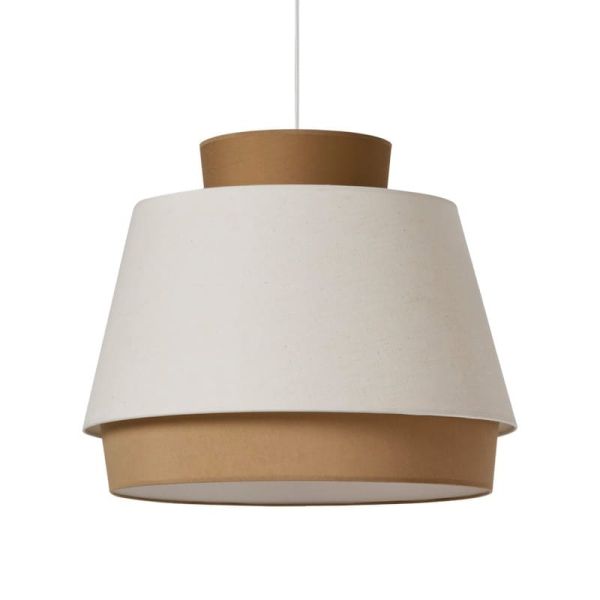 Suspension ASPEN 60cmØ Sable/Lin, Kit Texte Blanc, LED E27 15W, CL.I