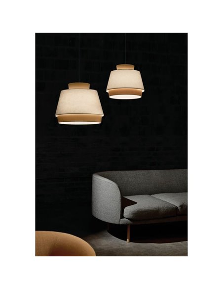 Lámpara Colgante ASPEN 60cmØ Arena/Lino, Kit Blanco Text., LED E27 15W, CL.I