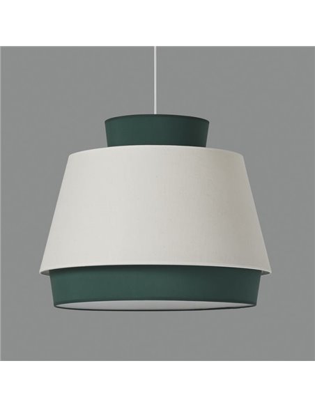 Candeeiro suspenso ASPEN 60cmØ Verde/Linho, Kit Texto Branco, LED E27 15W, CL.I