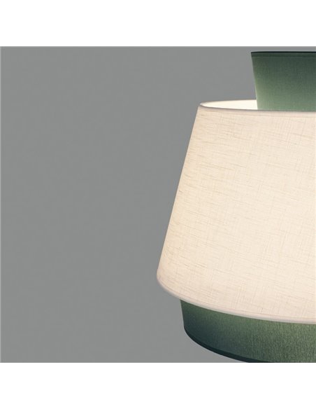 Lámpara Colgante ASPEN 60cmØ Verde/Lino, Kit Blanco Text., LED E27 15W, CL.I