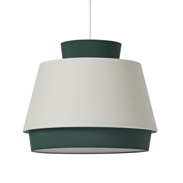 Candeeiro suspenso ASPEN 60cmØ Verde/Linho, Kit Texto Branco, LED E27 15W, CL.I