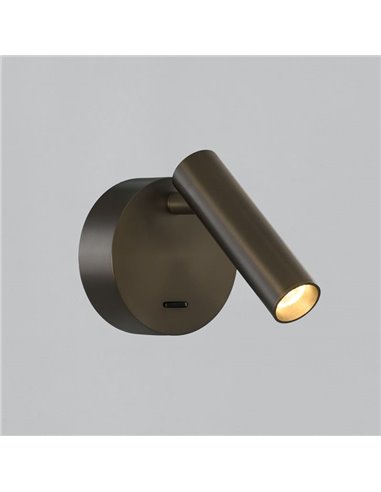 Applique murale LED ATRIA, montage en saillie, bronze, 3 W, 3 000 K, 285 lm, IRC 90, avec interrupteur, réglable
