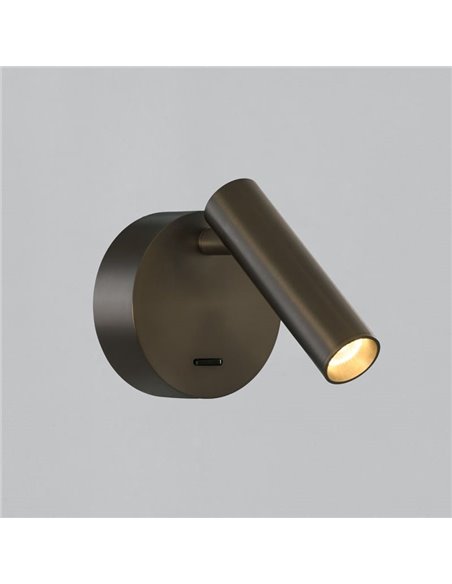 Luminária de parede LED ATRIA, de sobrepor, bronze, 3W 3000K 285lm, CRI90 CL.I, com interruptor, ajustável