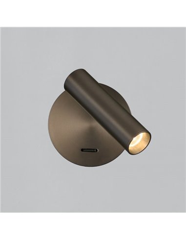 Aplique de pared LED ATRIA Superficie Bronce, 3W 3000K 285lm, CRI90 CL.I, Con interruptor, Orientable