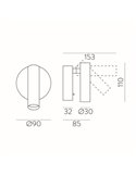 Aplique de pared LED ATRIA Superficie Bronce, 3W 3000K 285lm, CRI90 CL.I, Con interruptor, Orientable