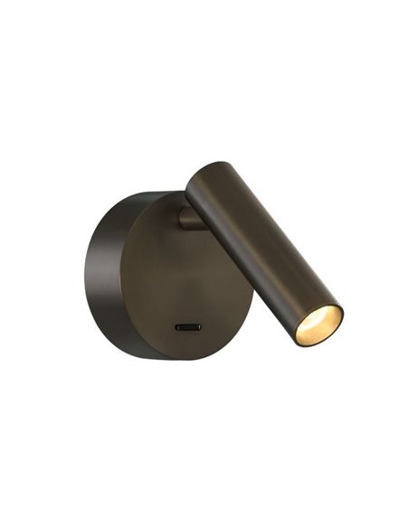 Luminária de parede LED ATRIA, de sobrepor, bronze, 3W 3000K 285lm, CRI90 CL.I, com interruptor, ajustável