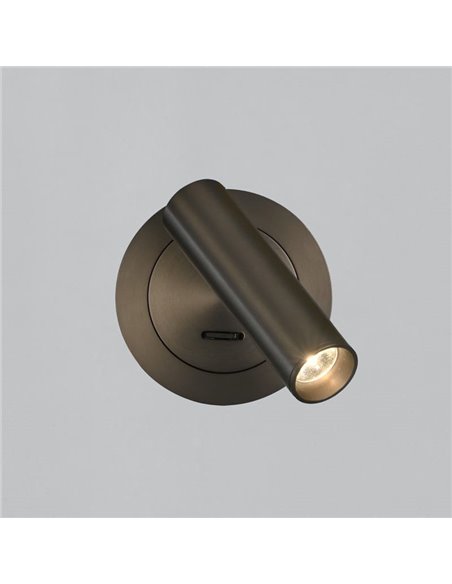Aplique de pared LED ATRIA Empotrable Bronce, 3W 3000K 285lm, CRI90 CL.I, LED integrado, Con interruptor, Orientable